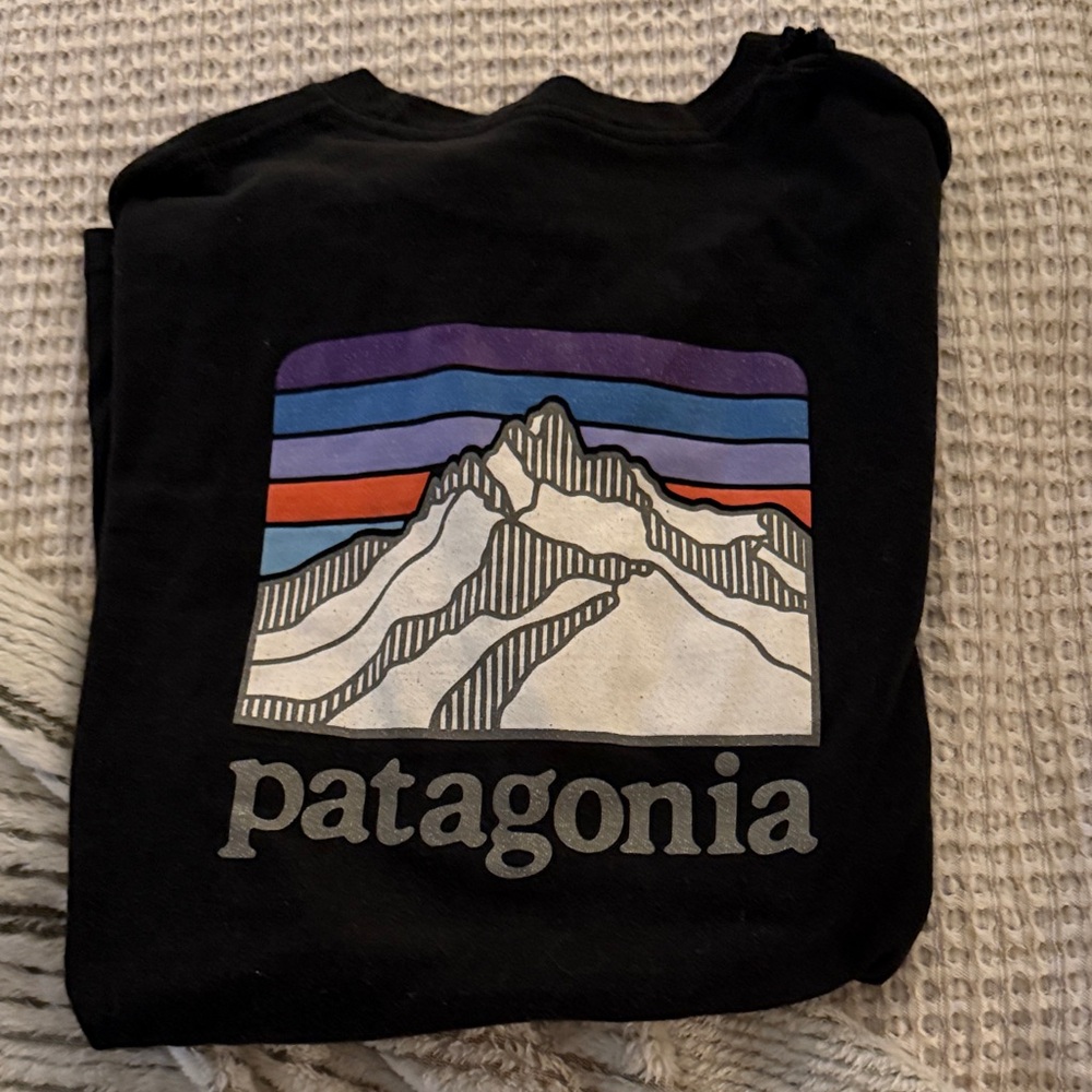 Patagonia Black Sweatshirt with Mountain Graphic